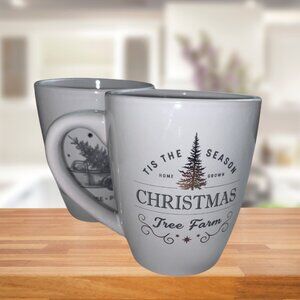 Marketplace Brand White Christmas Tree Farm mugs (2)